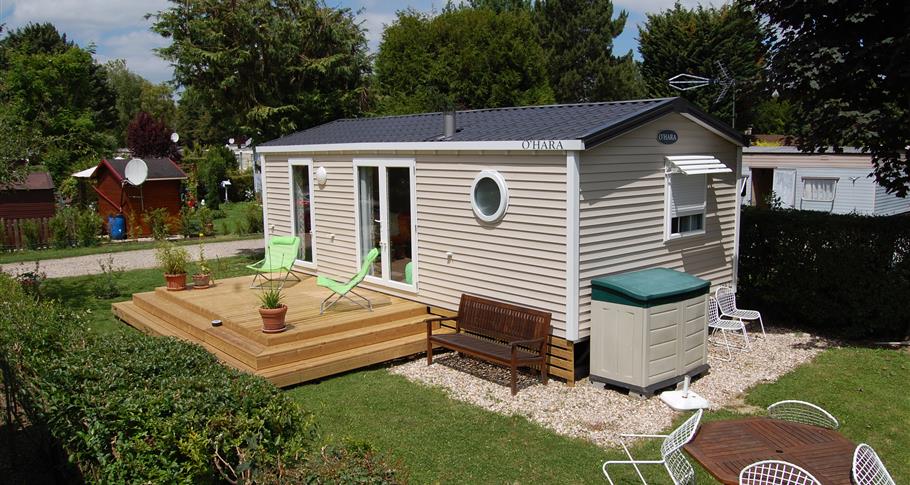 Rental of mobile home and tent at Camping Château de Bouafles, 4-star campsite, location camping caravanning, mobile home, sale new and used mobile homes near Rouen, camping edge of Seine in the Eure in Upper Normandy